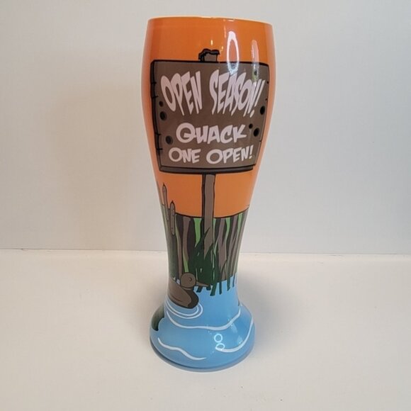 Top Shelf Hand painted "Duck Hunter" Tall Pilsner Beer Glass - Picture 2 of 11